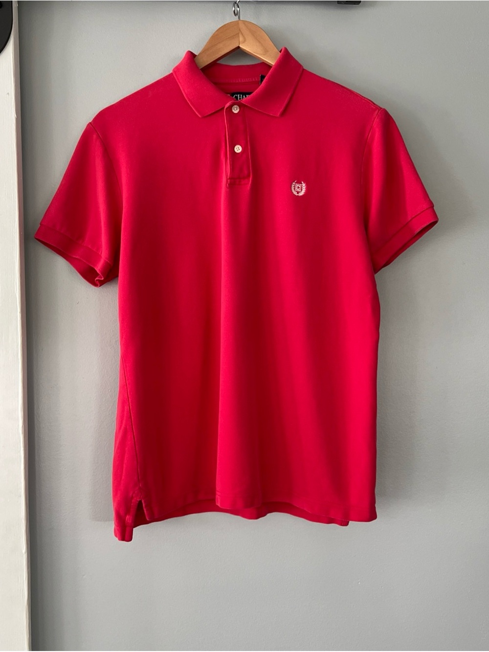 Ralph Lauren Chaps Men’s Medium SS Polo Shirt Salmon Red Cotton Logo Embroidered